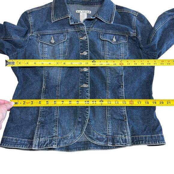 Vtg 90s Y2K Denim Jean Jacket Women's Blue Large Stretch Western Country Cowboy - Picture 6 of 8